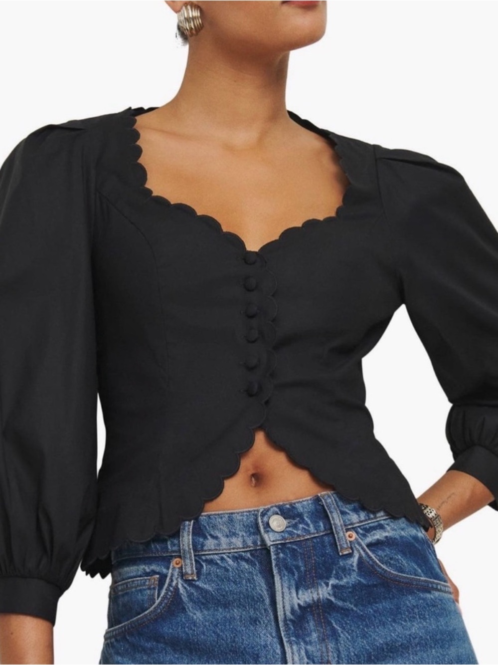 Reformation Black Eliana Top